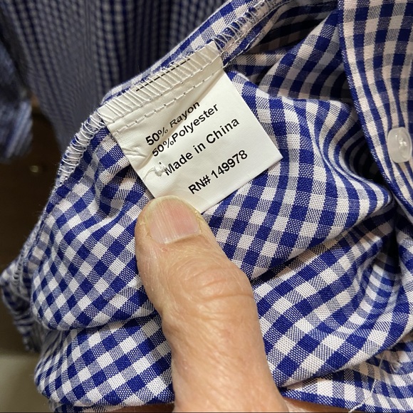 Elsie & Zoey Gingham Button Up Blue & White Medium Brand New - Picture 7 of 8